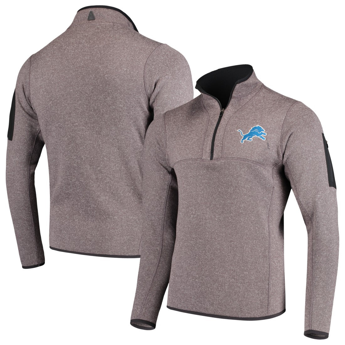 Detroit Lions Antigua Fortune Quarter-Zip Pullover Jacket - Charcoal Pullover