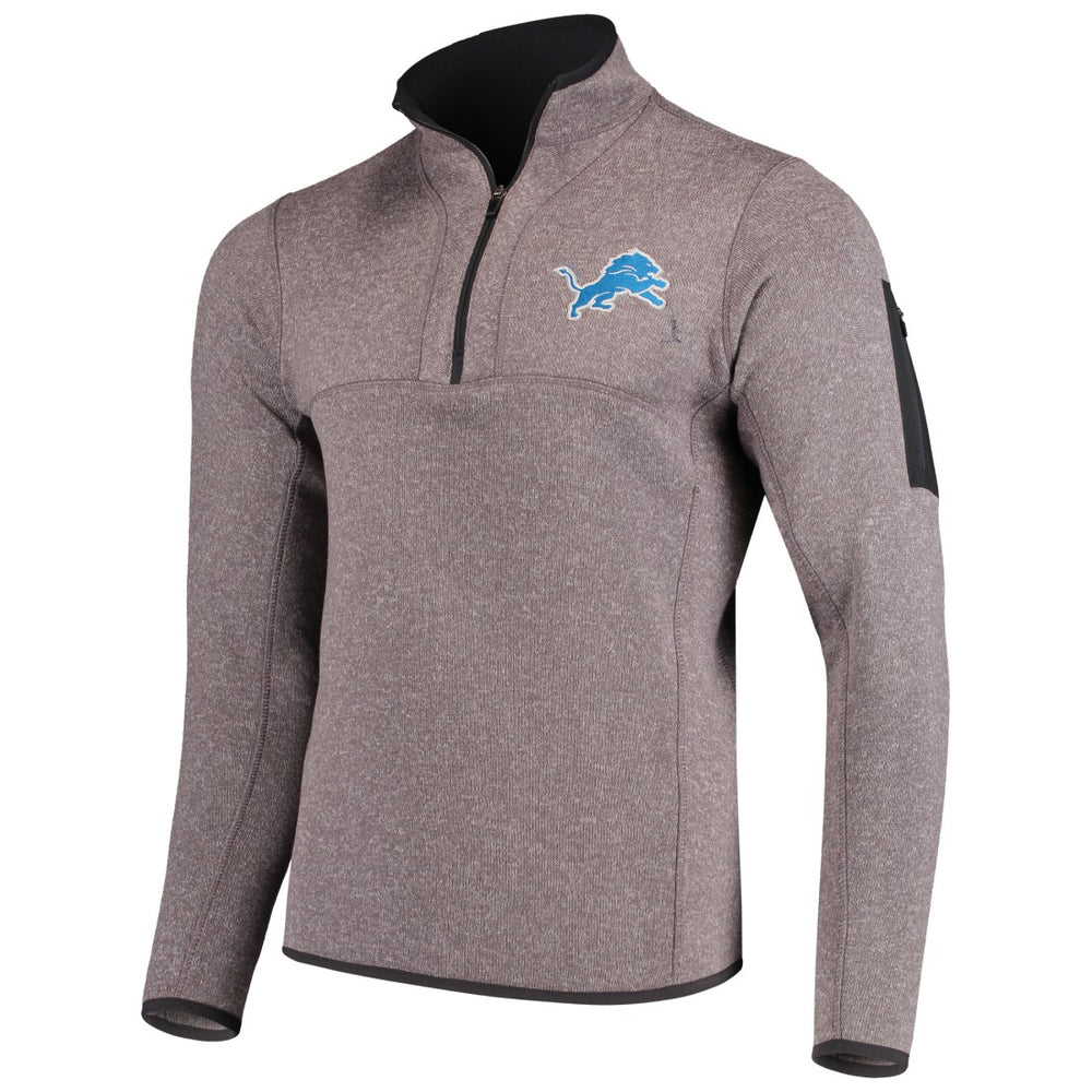 Detroit Lions Antigua Fortune Quarter-Zip Pullover Jacket - Charcoal Pullover