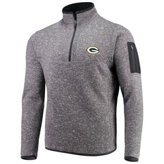 Green Bay Packers Antigua Fortune Quarter-Zip Pullover Jacket - Charcoal Pullover