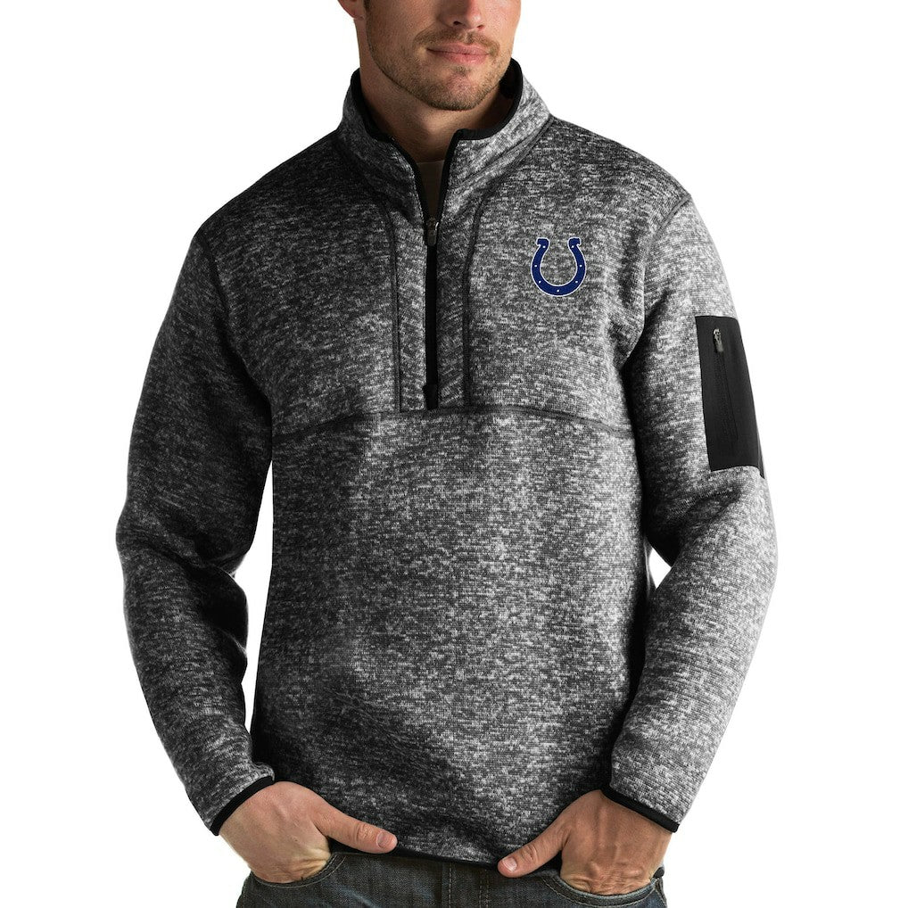 Indianapolis Colts Antigua Fortune Quarter-Zip Pullover Jacket - Heather Black Pullover