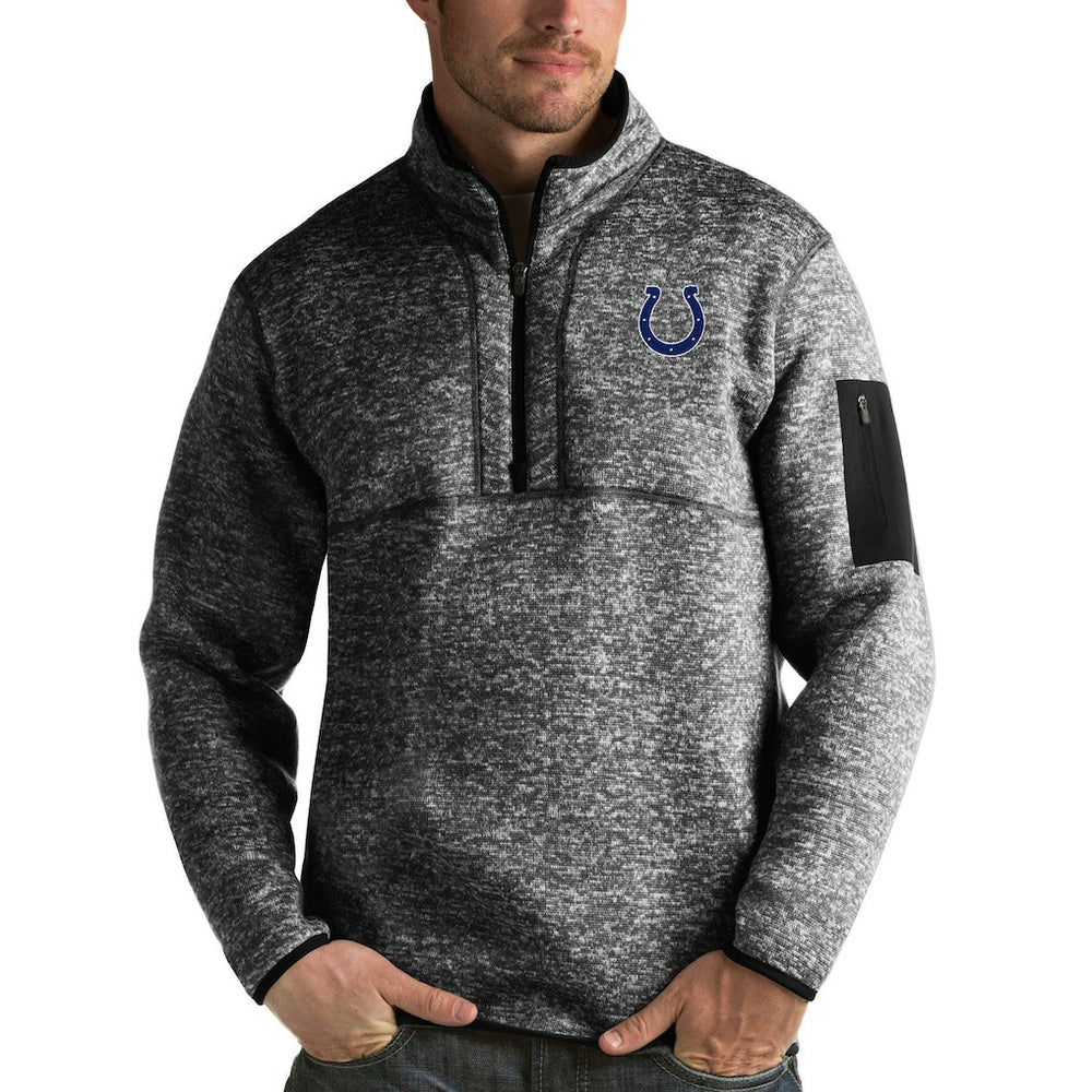 Indianapolis Colts Antigua Fortune Quarter-Zip Pullover Jacket - Heather Black Pullover
