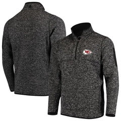 Kansas City Chiefs Antigua Fortune Quarter-Zip Pullover Jacket - Heather Black Pullover