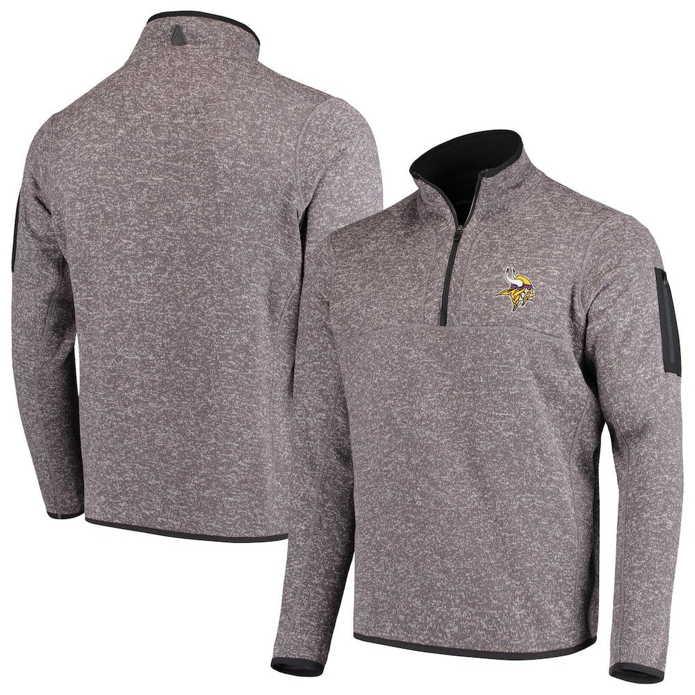 Minnesota Vikings Antigua Fortune Quarter-Zip Pullover Jacket - Charcoal Pullover