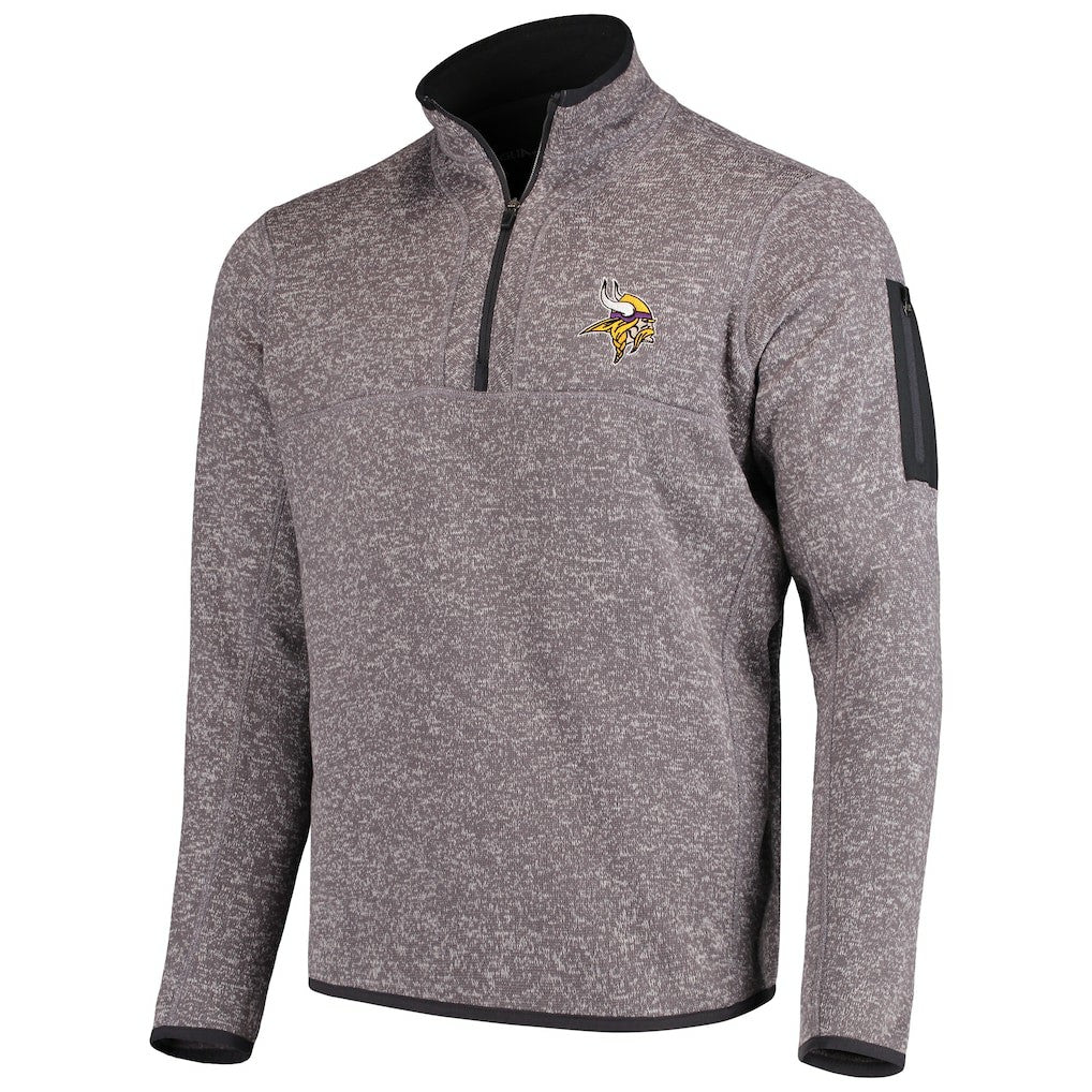 Minnesota Vikings Antigua Fortune Quarter-Zip Pullover Jacket - Charcoal Pullover
