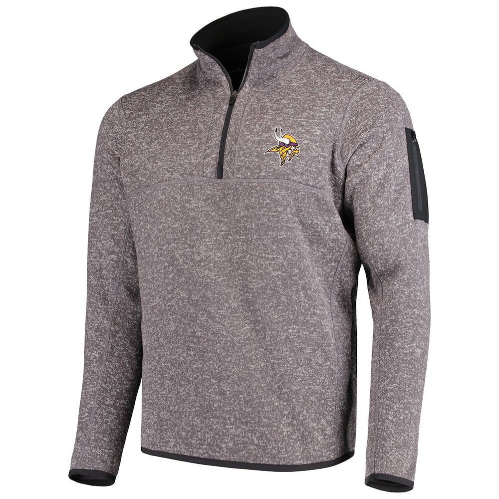 Minnesota Vikings Antigua Fortune Quarter-Zip Pullover Jacket - Charcoal Pullover
