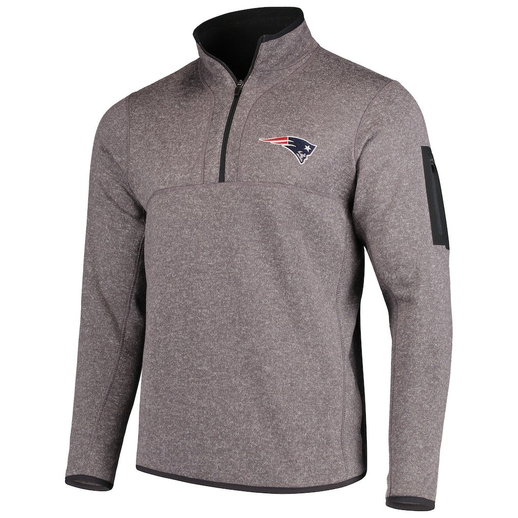 New England Patriots Antigua Fortune Quarter-Zip Pullover Jacket - Charcoal Pullover
