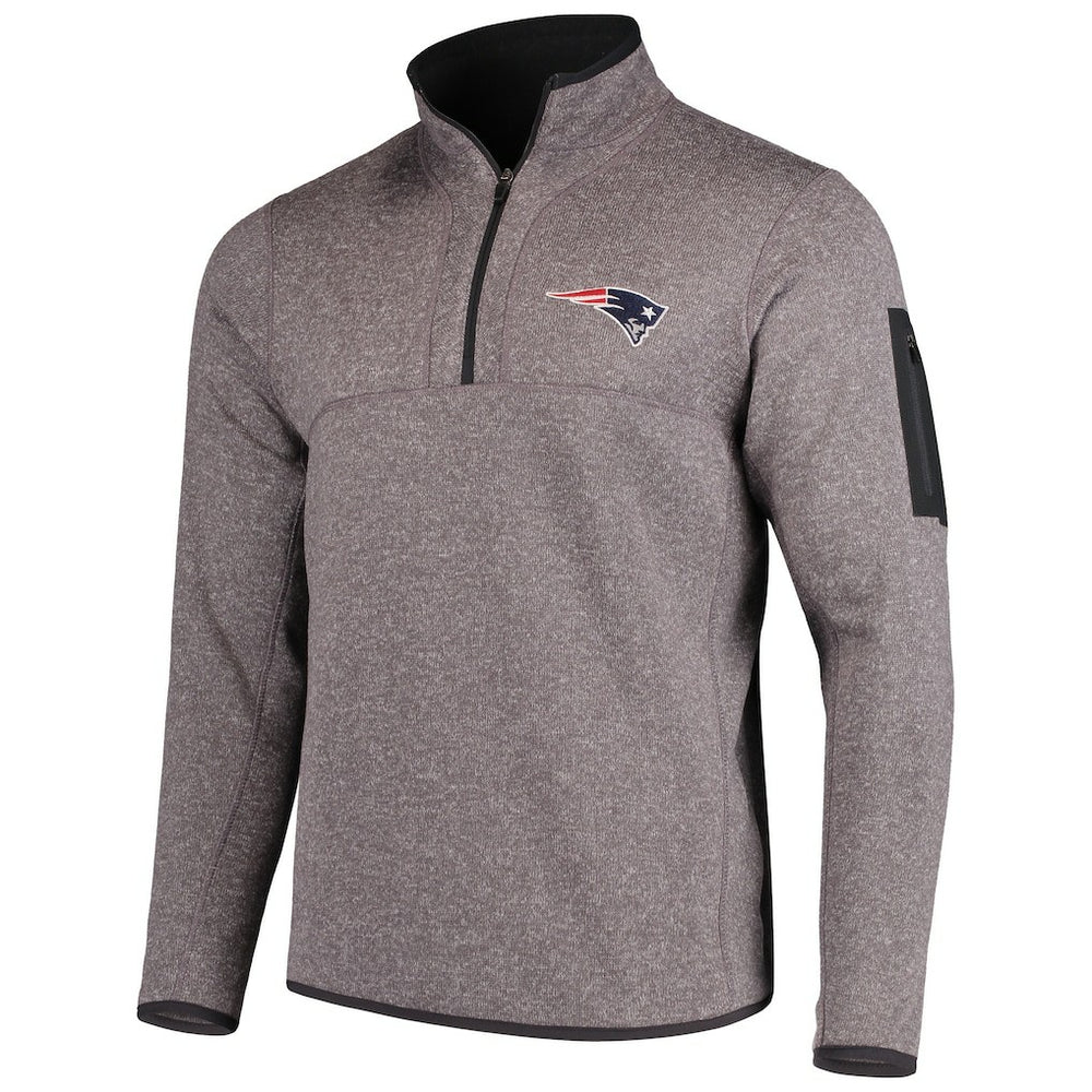 New England Patriots Antigua Fortune Quarter-Zip Pullover Jacket - Charcoal Pullover
