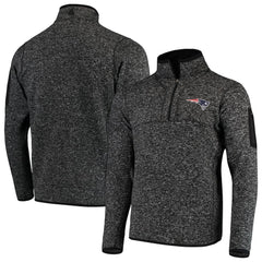 New England Patriots Antigua Fortune Quarter-Zip Pullover Jacket - Heather Black Pullover