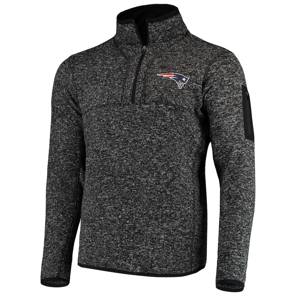 New England Patriots Antigua Fortune Quarter-Zip Pullover Jacket - Heather Black Pullover