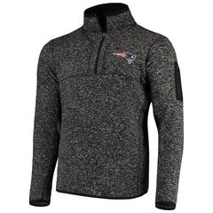 New England Patriots Antigua Fortune Quarter-Zip Pullover Jacket - Heather Black Pullover