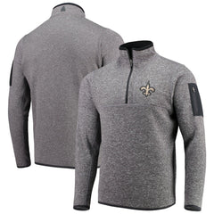 New Orleans Saints Antigua Fortune Quarter-Zip Pullover Jacket - Charcoal Pullover