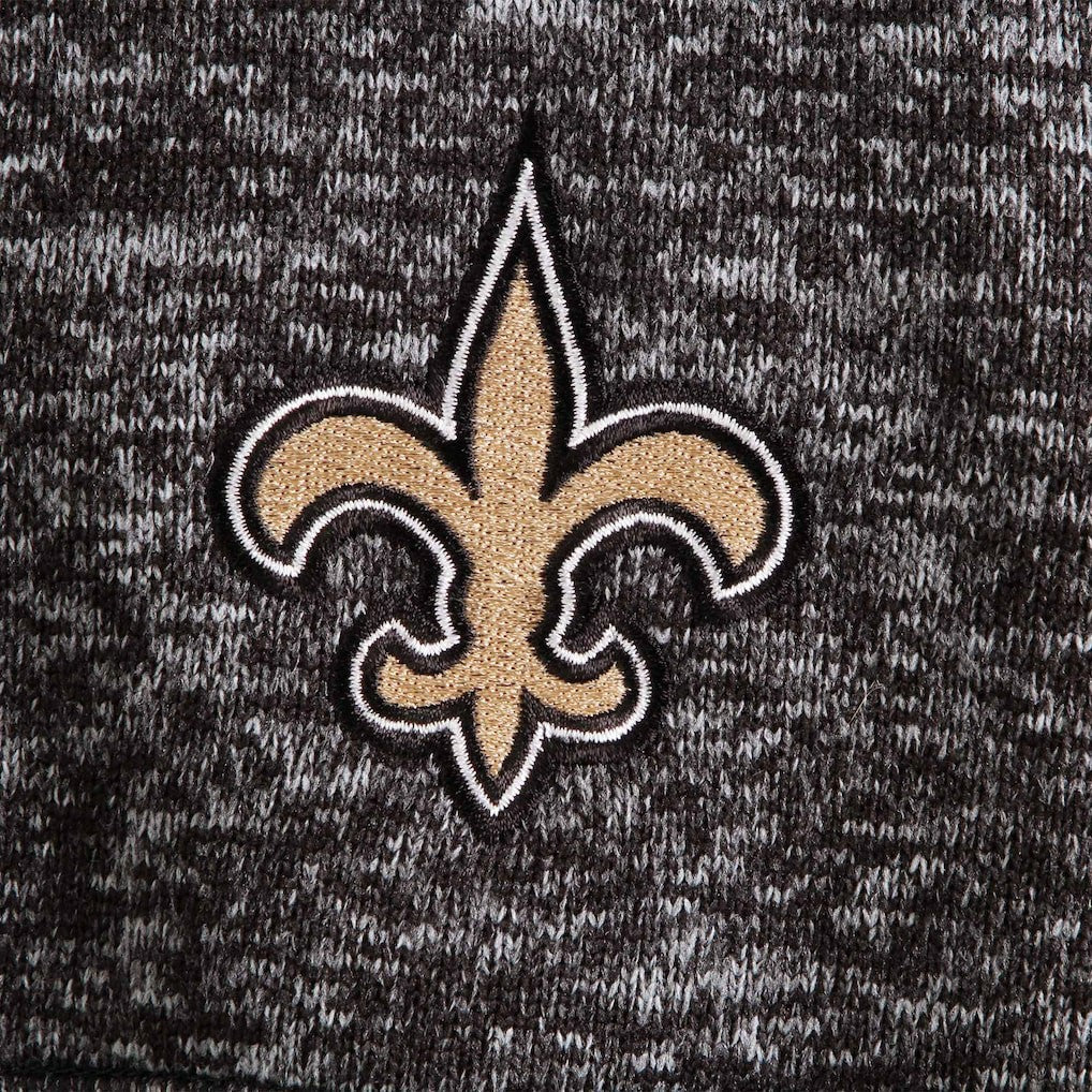 New Orleans Saints Antigua Fortune Quarter-Zip Pullover Jacket - Heather Black Pullover