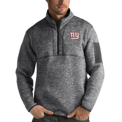 New York Giants Antigua Fortune Quarter-Zip Pullover Jacket - Charcoal Pullover