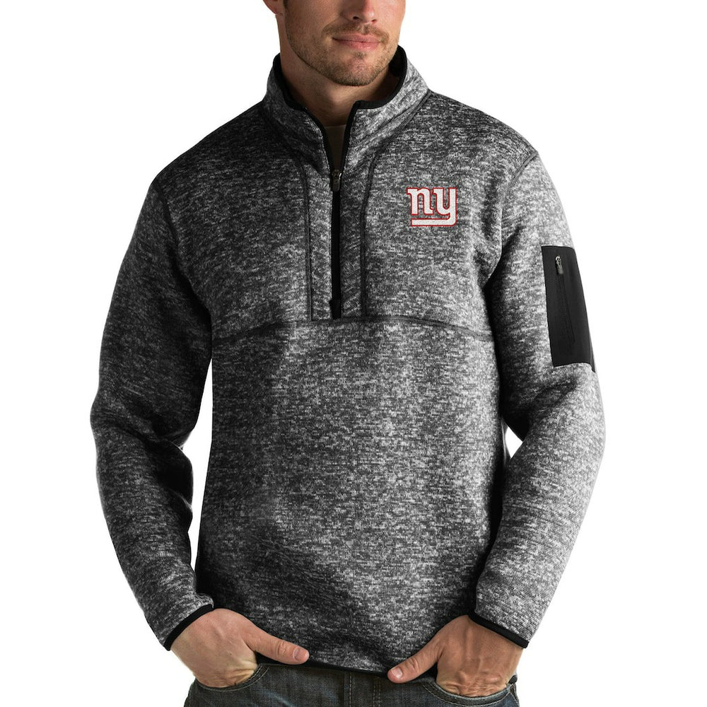 New York Giants Antigua Fortune Quarter-Zip Pullover Jacket - Heather Black Pullover