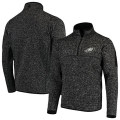 Philadelphia Eagles Antigua Fortune Quarter-Zip Pullover Jacket - Heather Black Pullover
