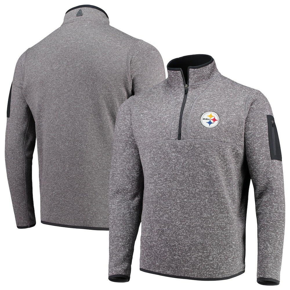 Pittsburgh Steelers Antigua Fortune Quarter-Zip Pullover Jacket - Charcoal Pullover