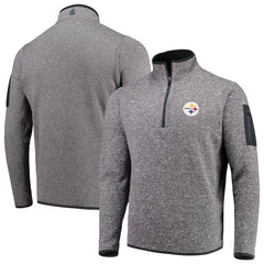 Pittsburgh Steelers Antigua Fortune Quarter-Zip Pullover Jacket - Charcoal Pullover