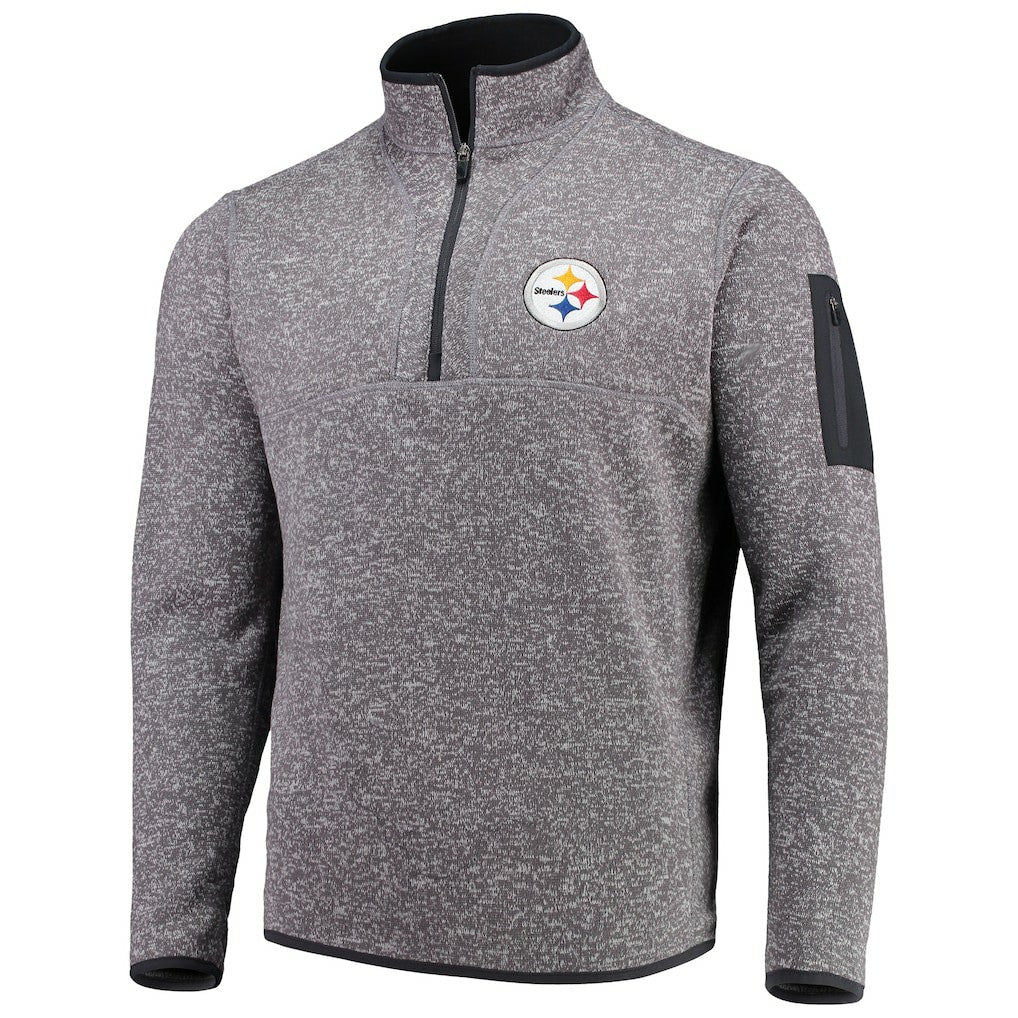 Pittsburgh Steelers Antigua Fortune Quarter-Zip Pullover Jacket - Charcoal Pullover