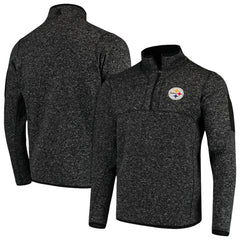 Pittsburgh Steelers Antigua Fortune Quarter-Zip Pullover Jacket - Heather Black Pullover
