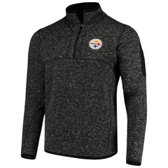Pittsburgh Steelers Antigua Fortune Quarter-Zip Pullover Jacket - Heather Black Pullover