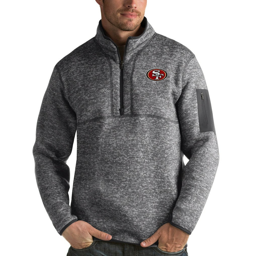 San Francisco 49ers Antigua Fortune Quarter-Zip Pullover Jacket - Charcoal Pullover