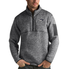 Seattle Seahawks Antigua Fortune Quarter-Zip Pullover Jacket - Charcoal Pullover