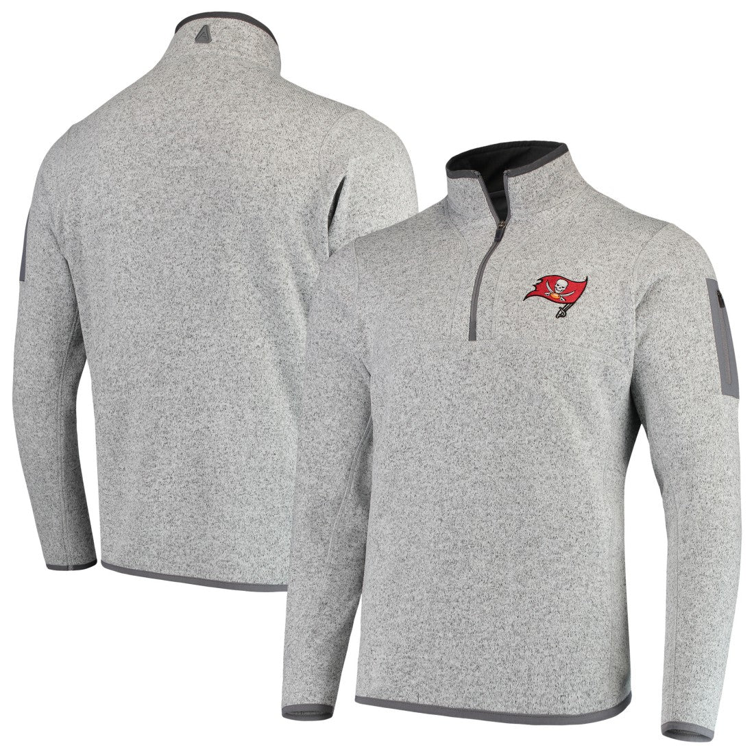 Tampa Bay Buccaneers Antigua Fortune Quarter-Zip Pullover Jacket - Heather Black Pullover