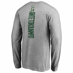 Giannis Antetokounmpo Milwaukee Bucks Team Backer Name & Number Long Sleeve T-Shirt Heathered Gray outlet