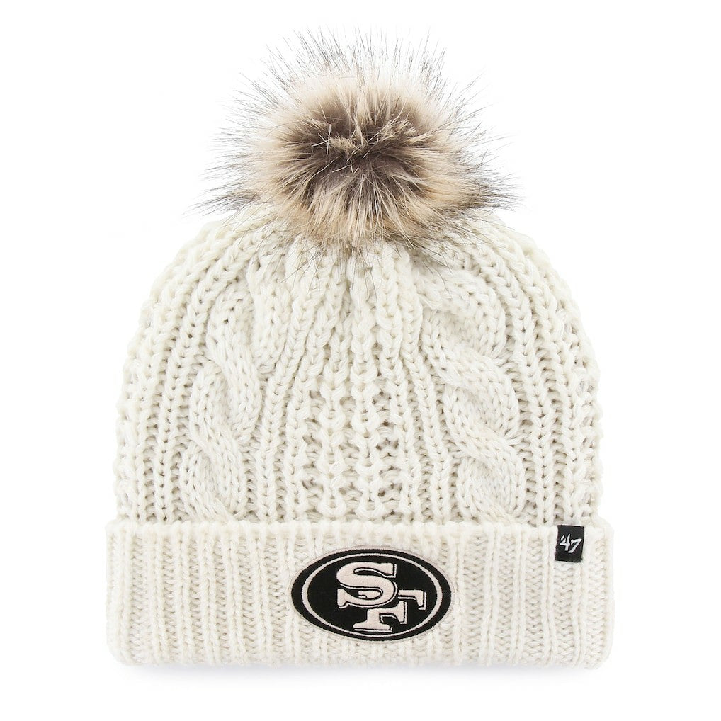 San Francisco 49ers '47 Women's Meeko Cuffed Knit Hat With Pom - White Hats