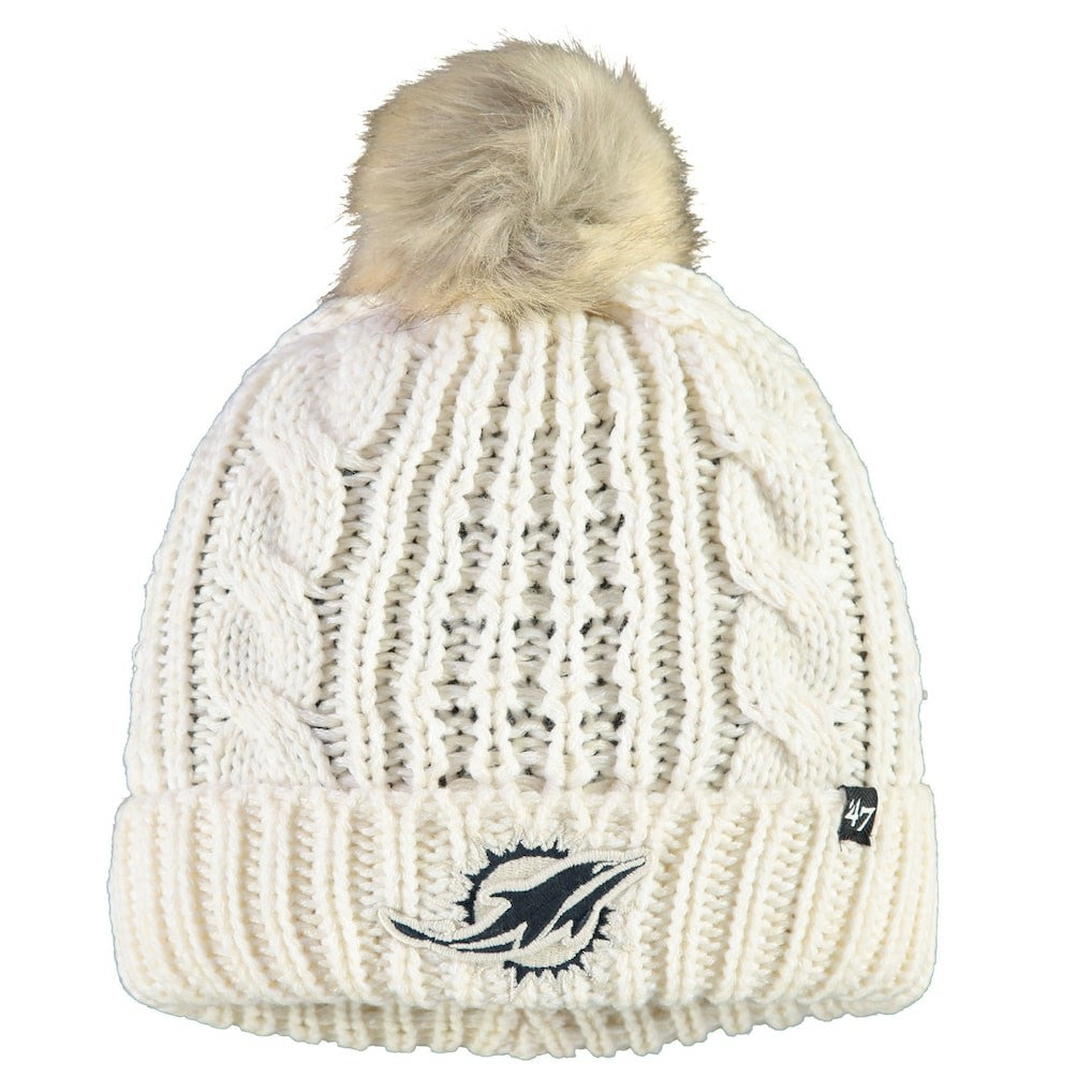 Miami Dolphins '47 Women's Meeko Cuffed Knit Hat With Pom - Cream Hats
