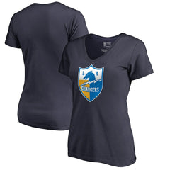 Los Angeles Chargers Women's Retro Shield Logo V-Neck T-Shirt - Navy T-shirts