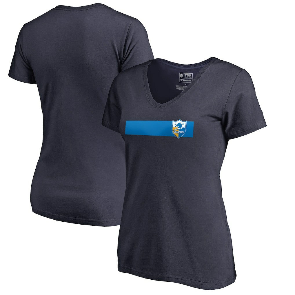 Los Angeles Chargers Women's Retro Shield Logo V-Neck T-Shirt - Navy T-shirts