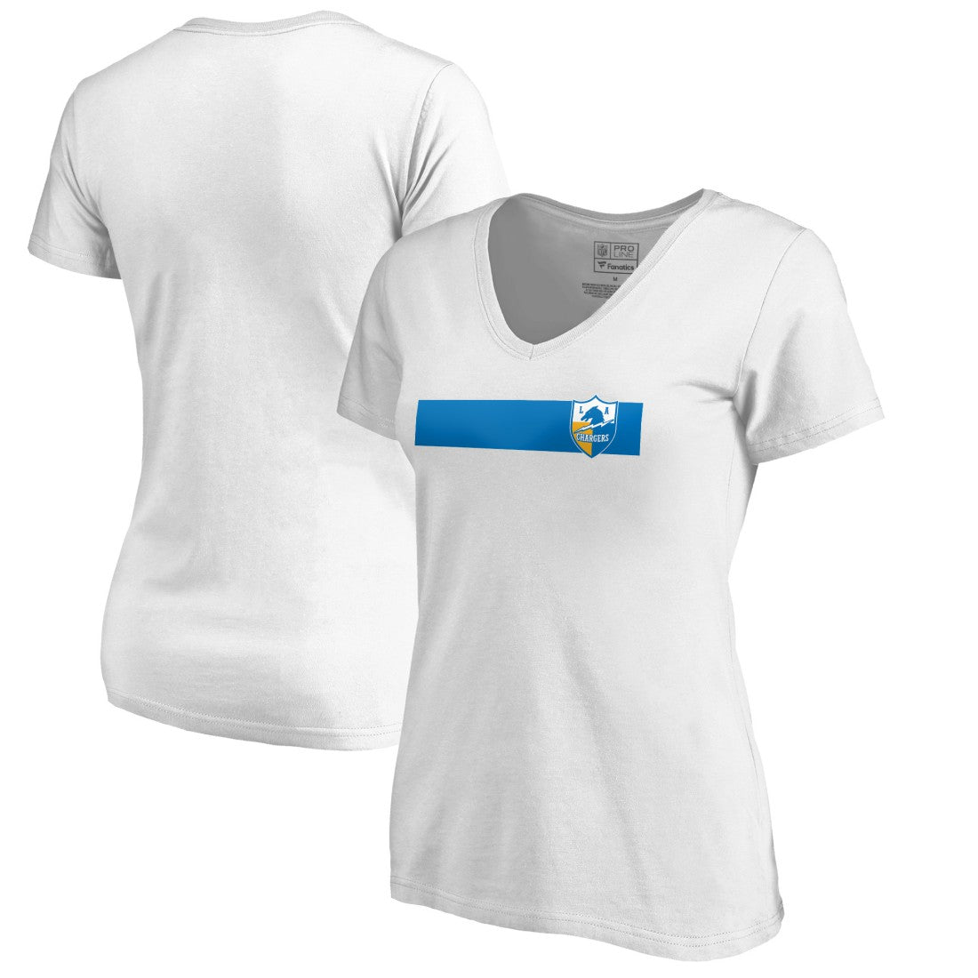 Los Angeles Chargers Women's Vintage Rugby Stripe V-Neck T-Shirt - White T-shirts