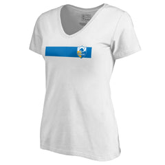 Los Angeles Chargers Women's Vintage Rugby Stripe V-Neck T-Shirt - White T-shirts