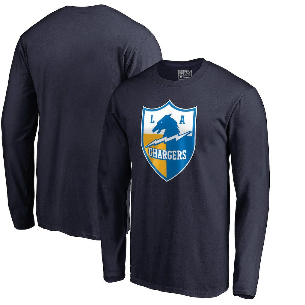 Los Angeles Chargers Vintage Shield Logo Long Sleeve T-Shirt - Navy T-shirts