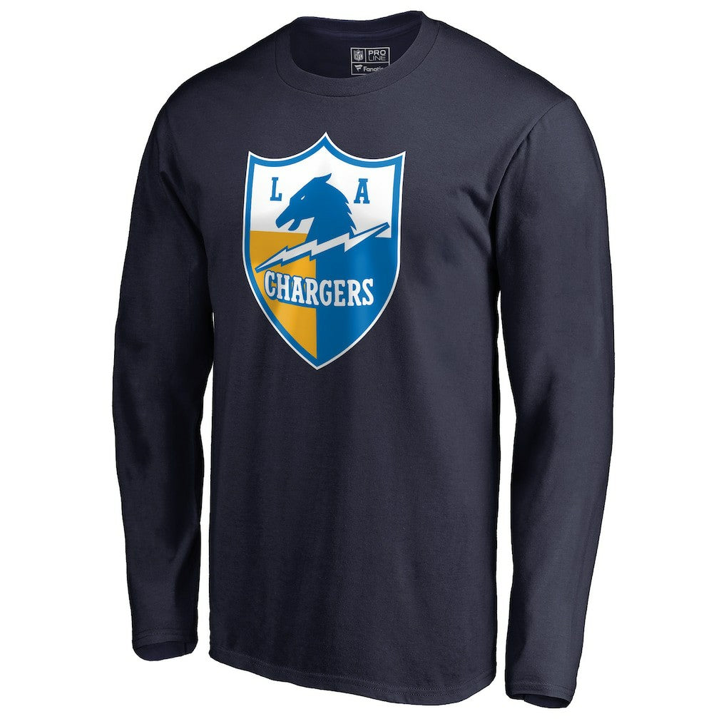 Los Angeles Chargers Vintage Shield Logo Long Sleeve T-Shirt - Navy T-shirts