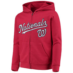 Washington Nationals Youth Team Color Wordmark Full-Zip Hoodie - Red Hoodies