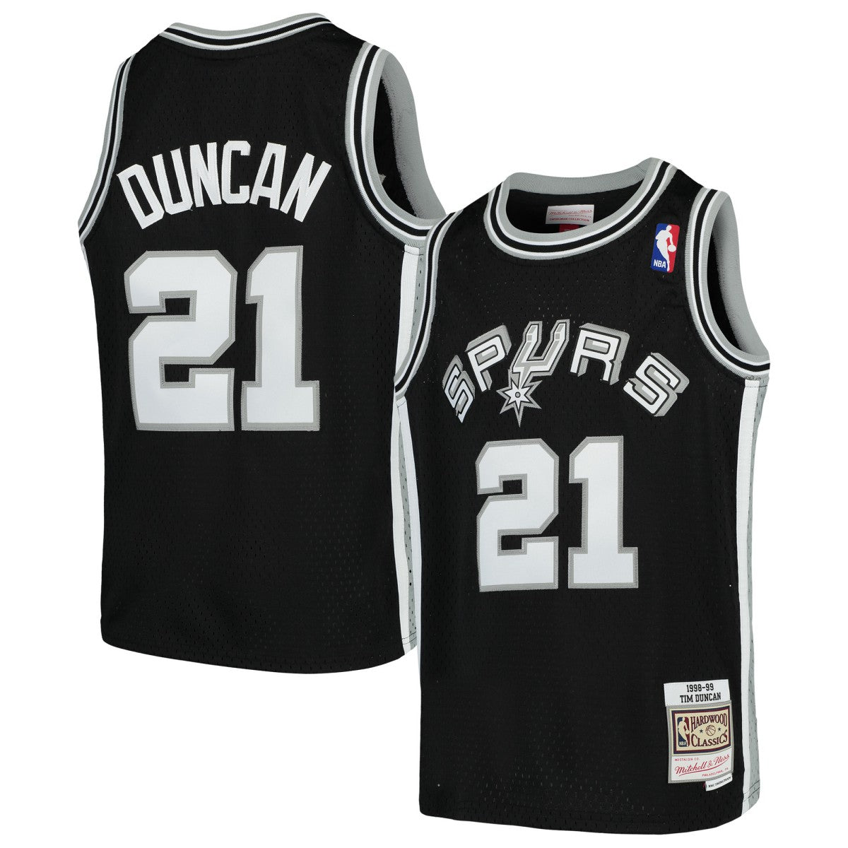 Tim Duncan San Antonio Spurs Youth Swingman Throwback Jersey Black - Mitchell & Ness
