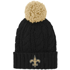 New Orleans Saints Girls Youth Team Cable Cuffed Knit Hat with Pom - Black Hats