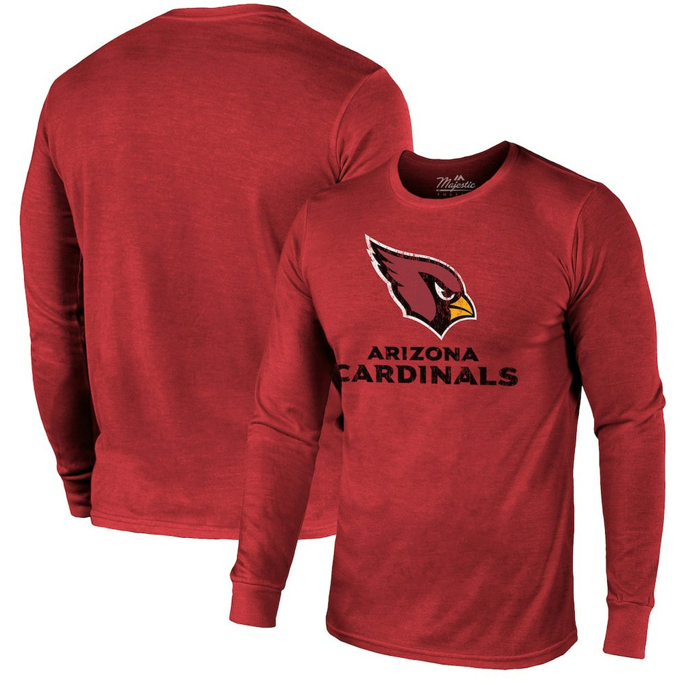 Arizona Cardinals Majestic Threads Lockup Tri-Blend Long Sleeve T-Shirt - Cardinal T-shirts