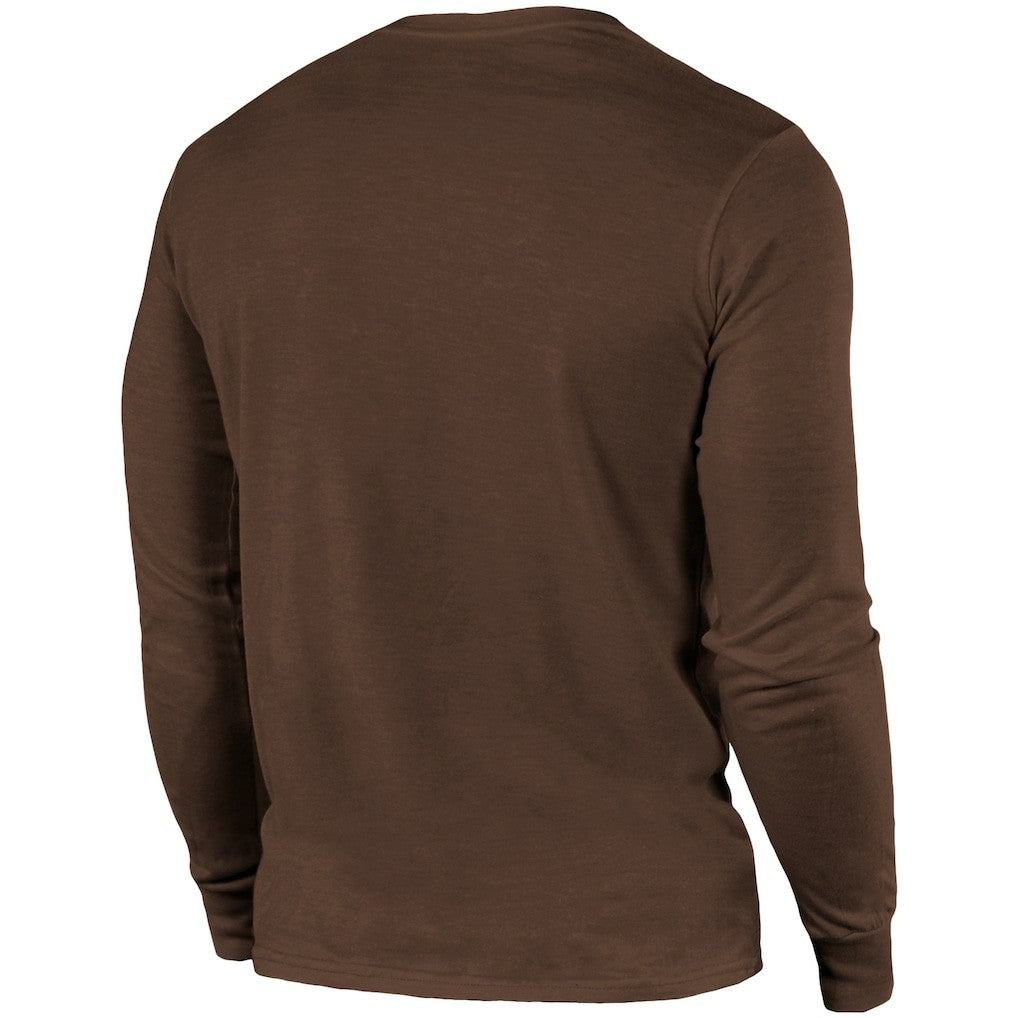 Cleveland Browns Majestic Threads Lockup Tri-Blend Long Sleeve T-Shirt - Brown T-shirts