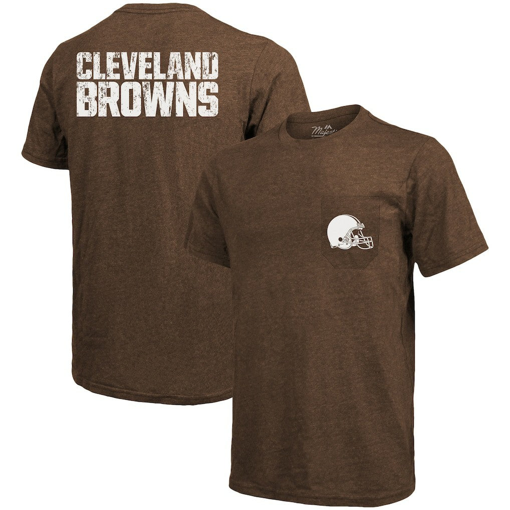Cleveland Browns Majestic Threads Tri-Blend Pocket T-Shirt - Brown T-shirts