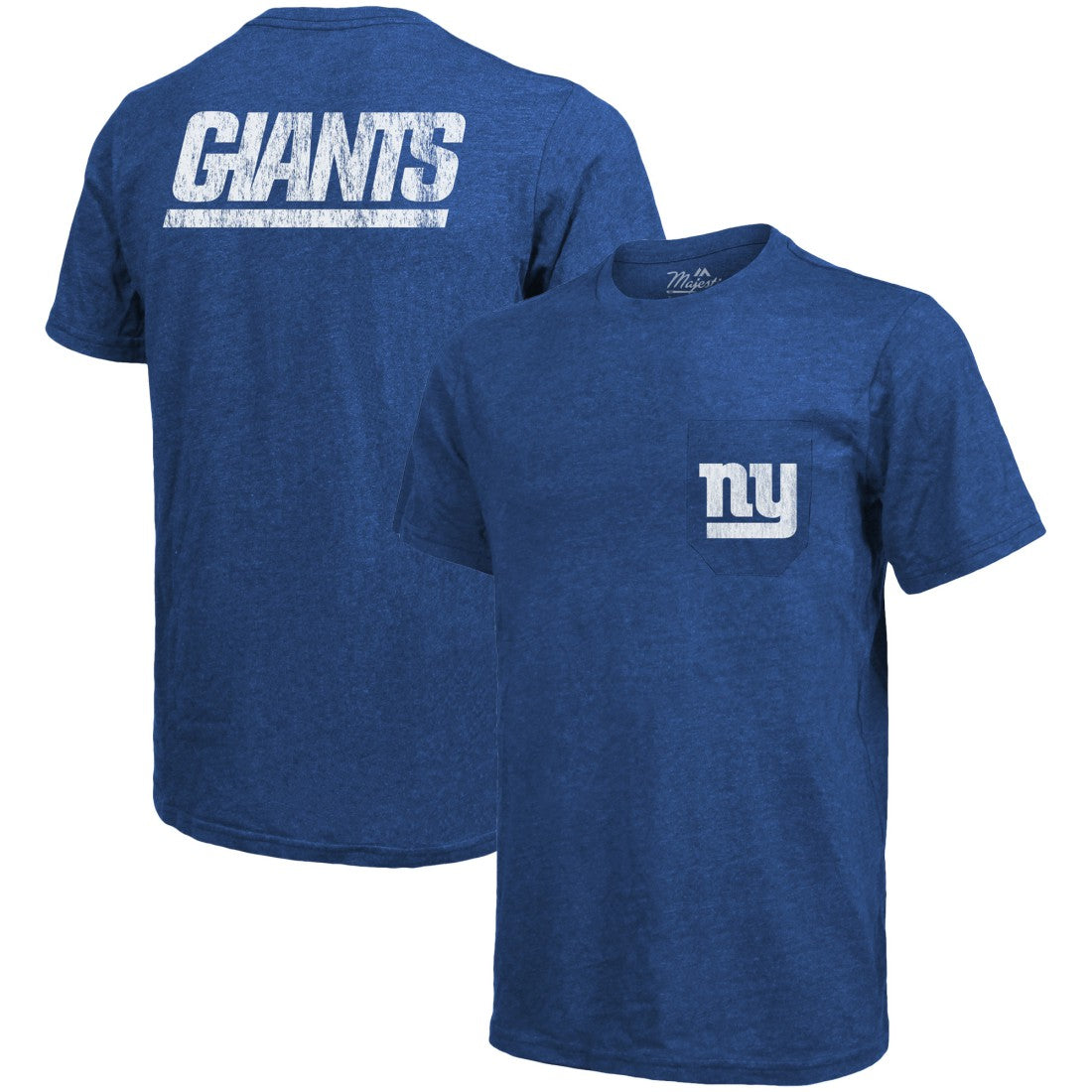 New York Giants Majestic Threads Tri-Blend Pocket T-Shirt - Heathered Royal T-shirts