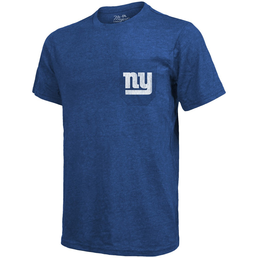 New York Giants Majestic Threads Tri-Blend Pocket T-Shirt - Heathered Royal T-shirts