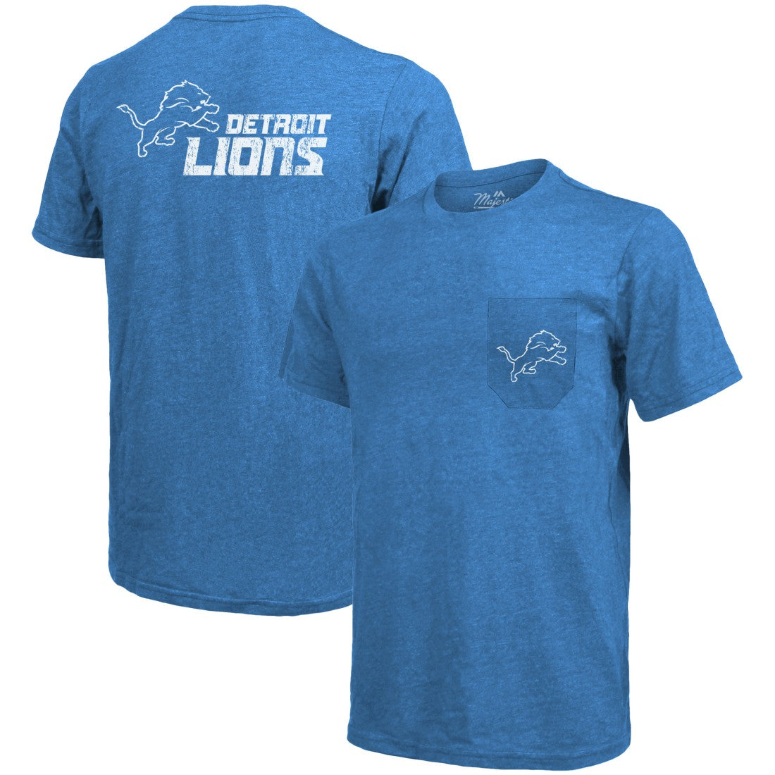 Detroit Lions Majestic Threads Tri-Blend Pocket T-Shirt - Blue T-shirts