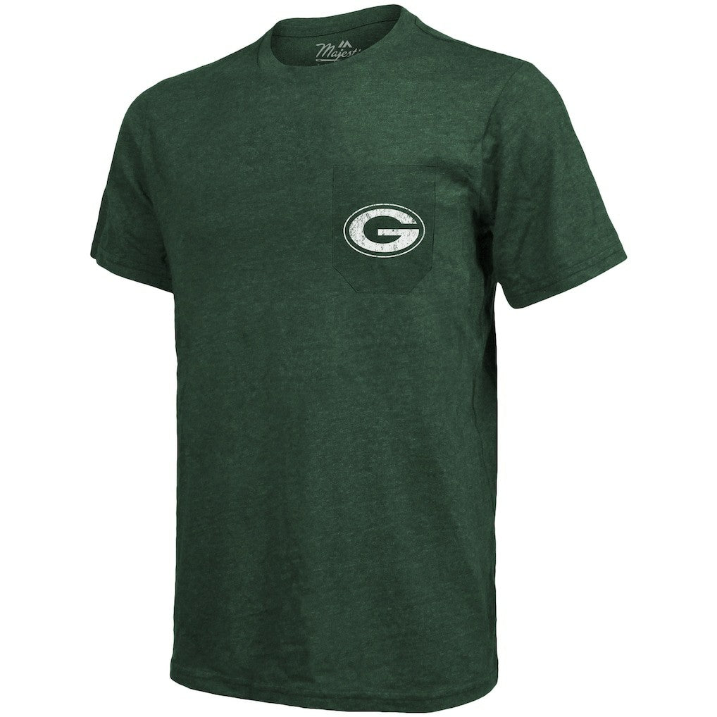 Green Bay Packers Majestic Threads Tri-Blend Pocket T-Shirt - Heathered Green T-shirts