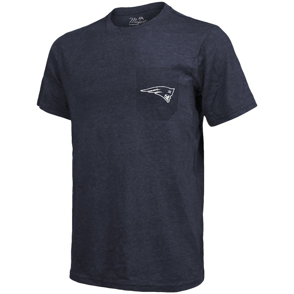 New England Patriots Majestic Threads Tri-Blend Pocket T-Shirt - Heathered Navy T-shirts