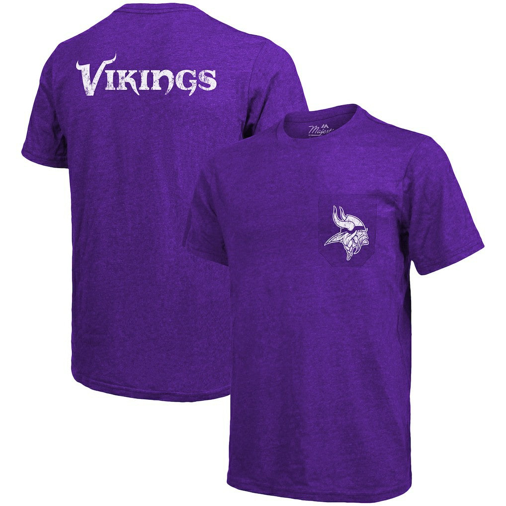 Minnesota Vikings Majestic Threads Tri-Blend Pocket T-Shirt - Heathered Purple T-shirts