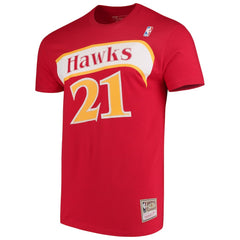 Dominique Wilkins Atlanta Hawks Hardwood Classics Team Name & Number T-Shirt Red - Mitchell & Ness