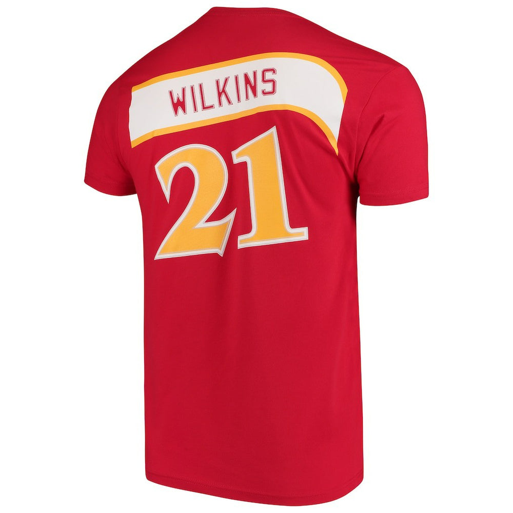 Dominique Wilkins Atlanta Hawks Hardwood Classics Team Name & Number T-Shirt Red - Mitchell & Ness